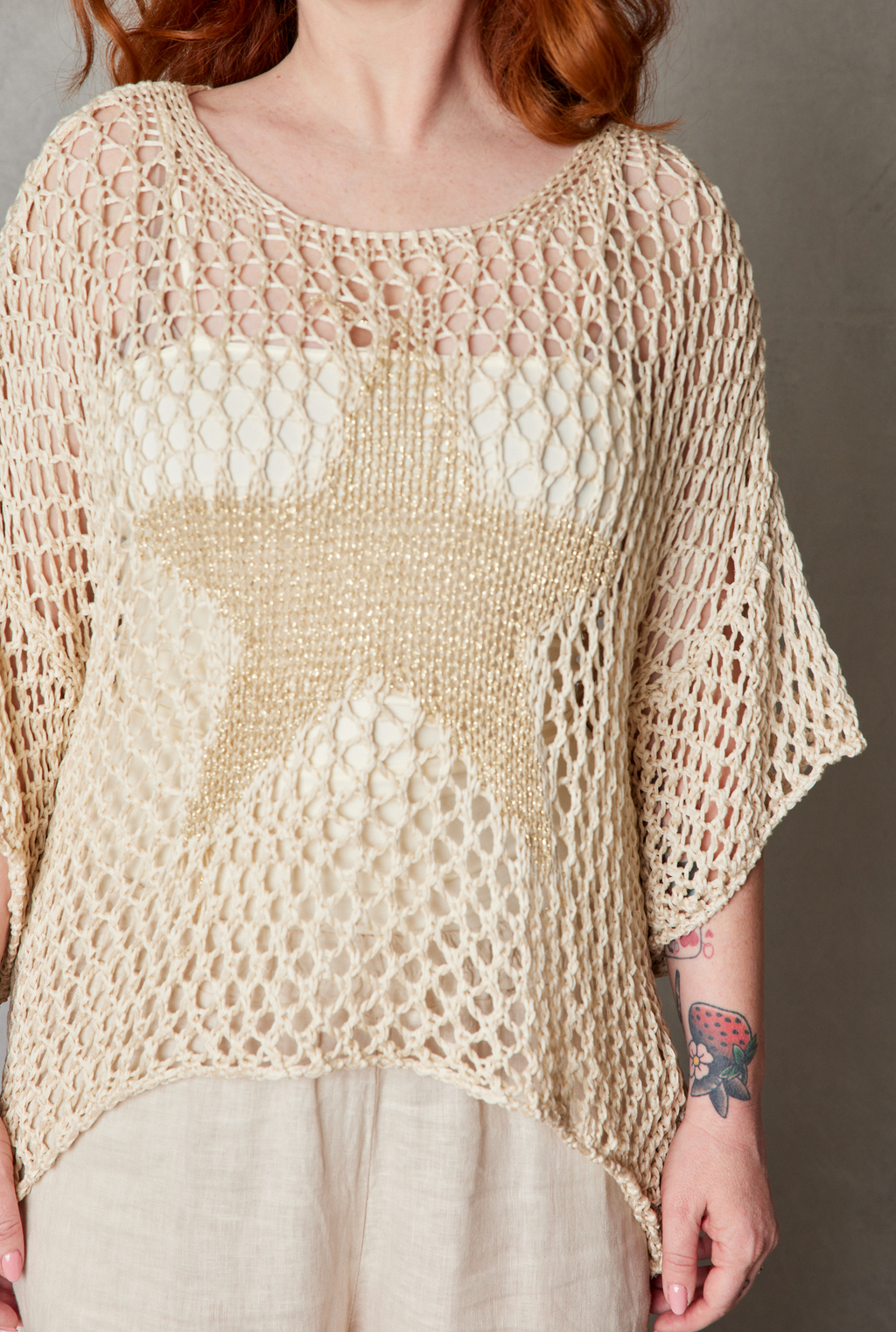 Italian Crochet Gold Star Sweater