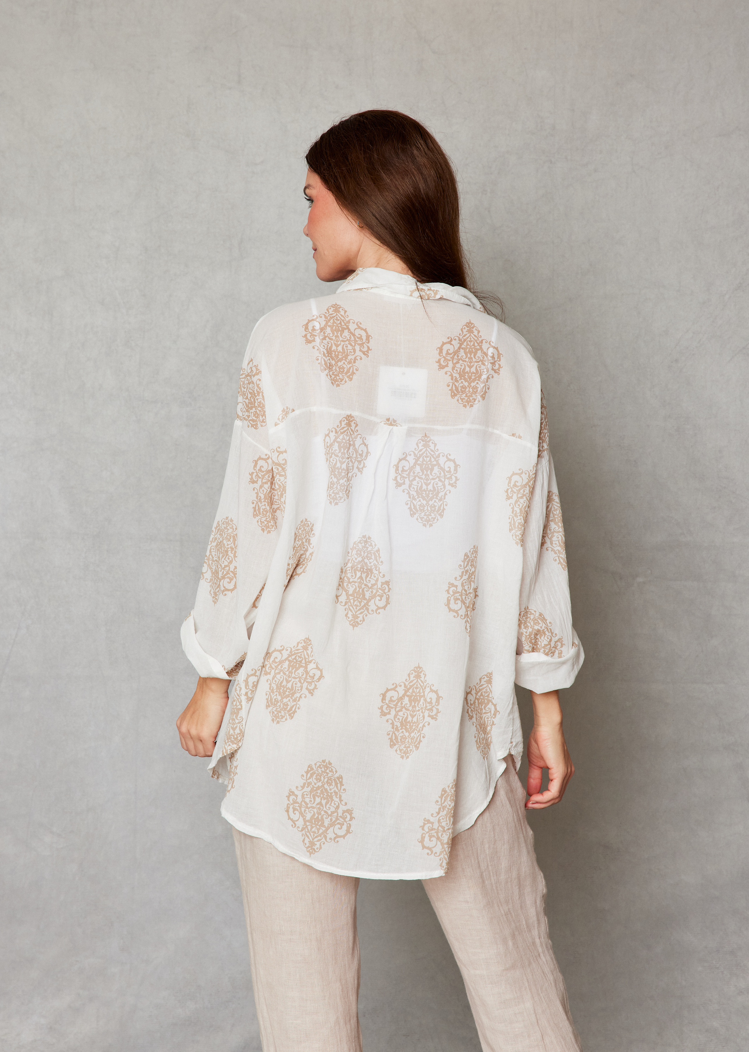 Baroque Pattern Cotton Voile Blouse