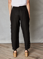 Linen Ankle-Length Button Trim Pant
