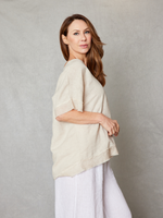 Linen Raw Edge Oversized Top