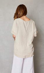 Linen Raw Edge Oversized Top