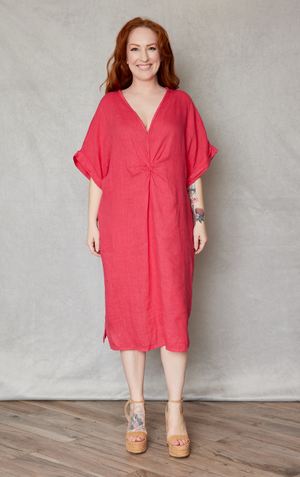 Linen Twist Front Dress