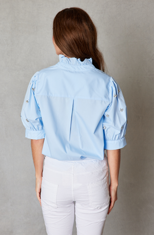 Jewel Sleeve Cotton Blouse