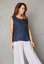 Linen Sleevless Button Back Top