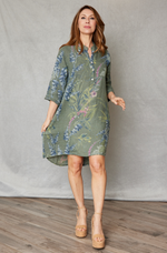 Linen Floral Shirt Dress