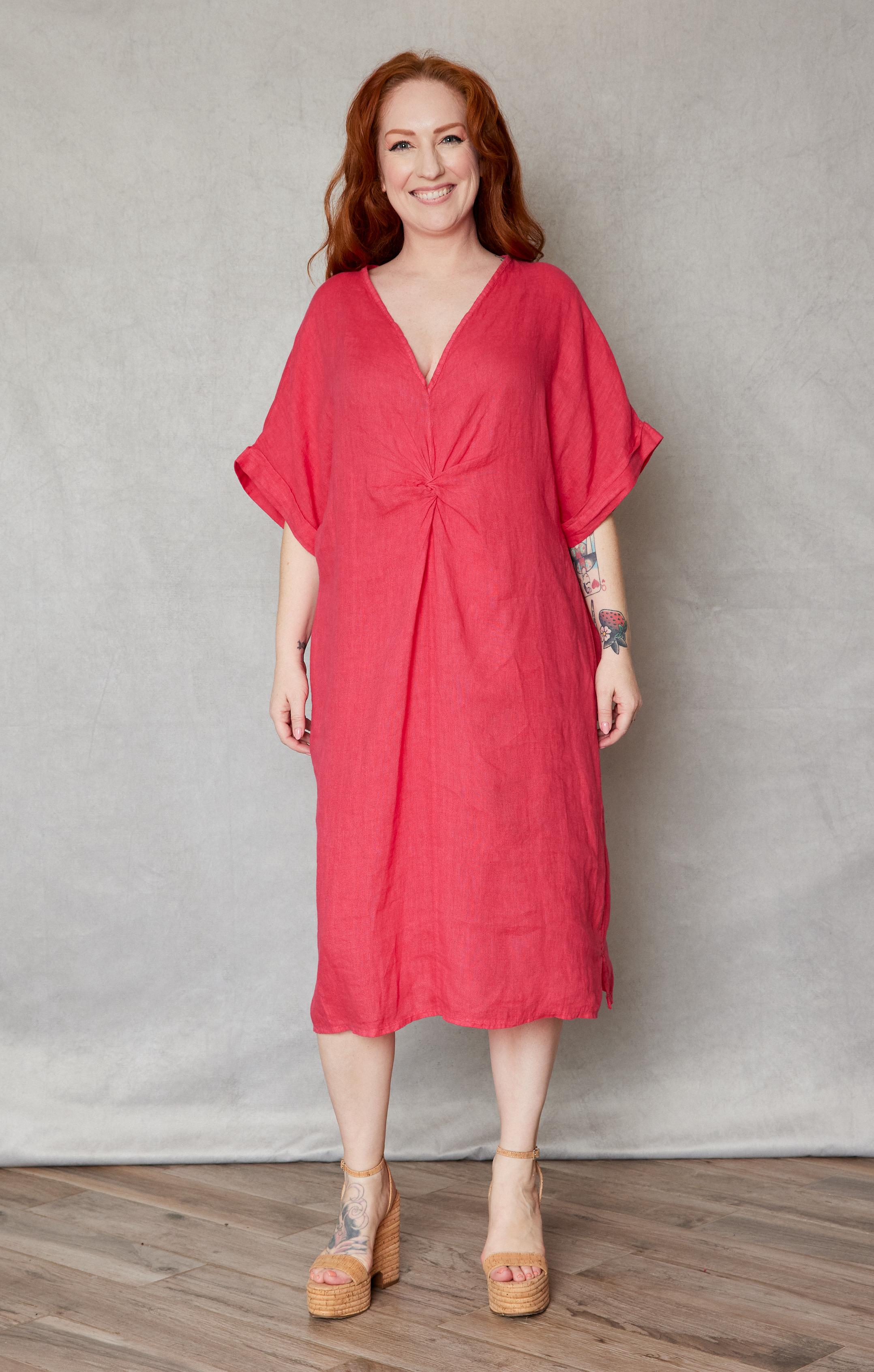 Linen Twist Front Dress