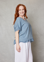 Linen Raw Edge Oversized Top