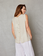 Linen Sleevless Button Back Top