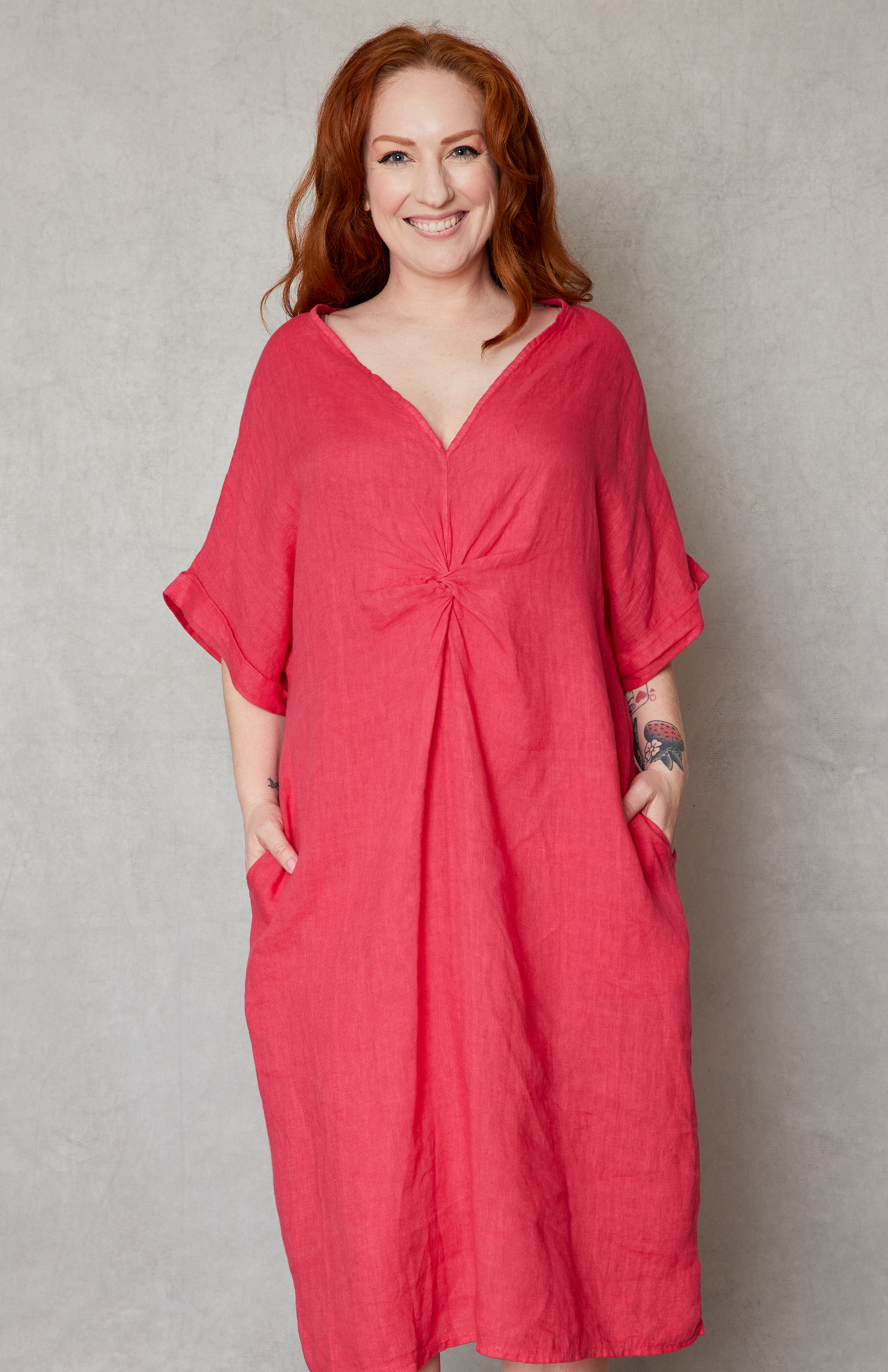 Linen Twist Front Dress