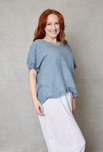 Linen Raw Edge Oversized Top