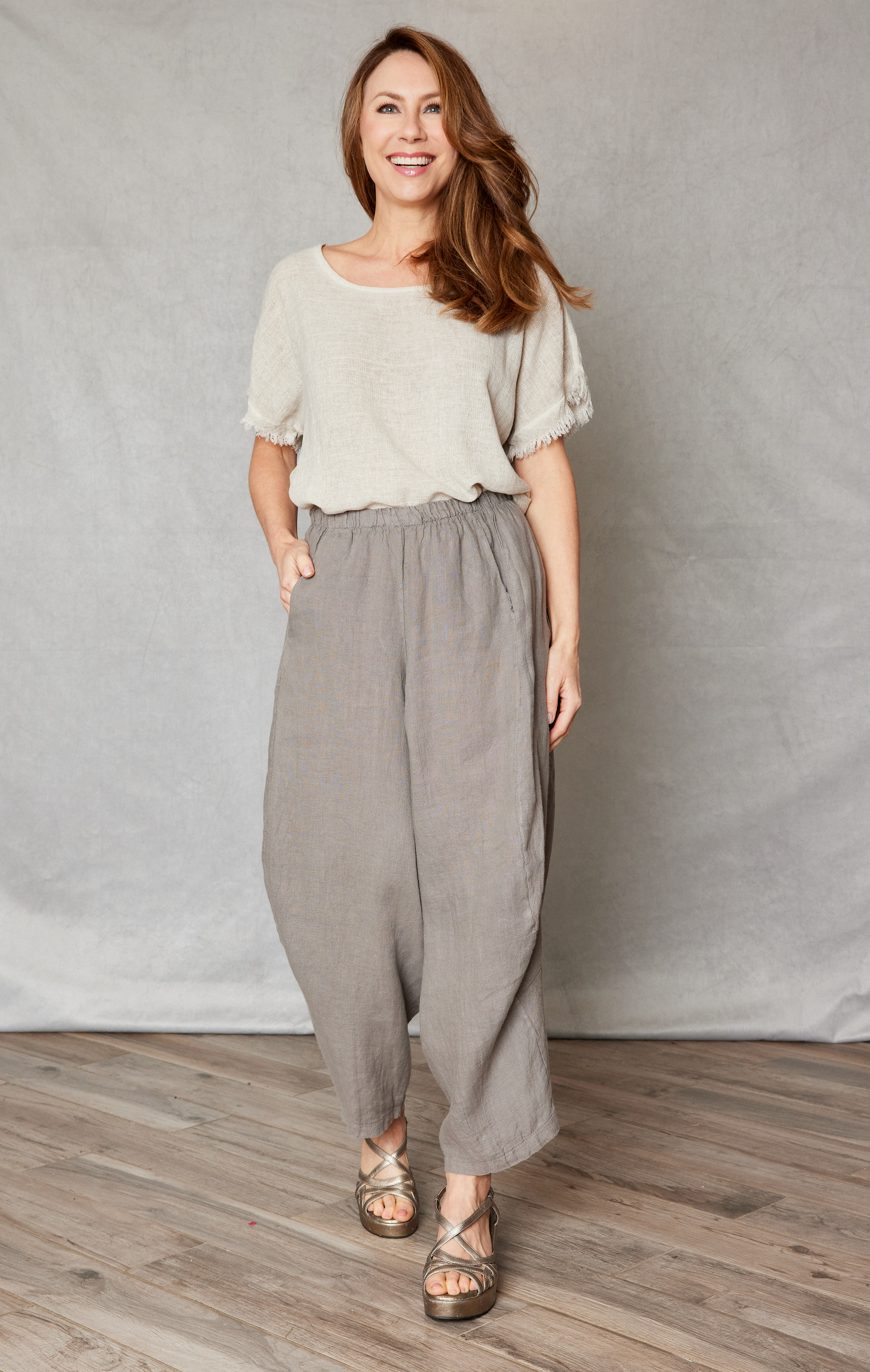 Linen Pant with Side Inset