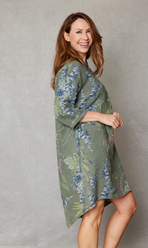 Linen Floral Shirt Dress