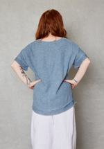 Linen Raw Edge Oversized Top