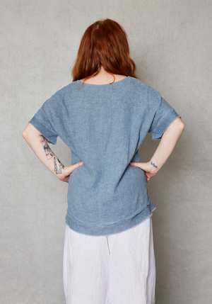 Linen Raw Edge Oversized Top