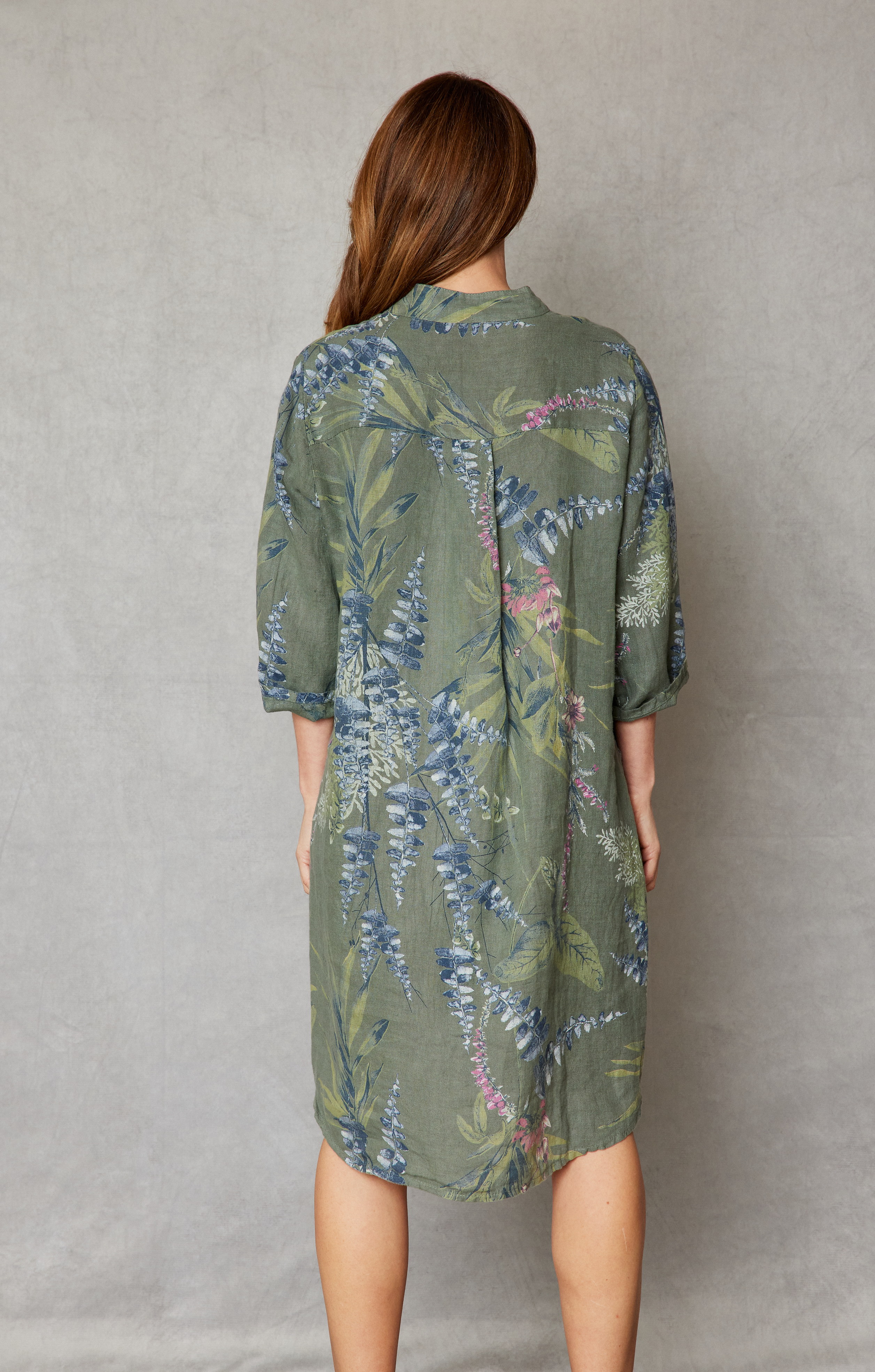 Linen Floral Shirt Dress