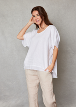 Linen Raw Edge Oversized Top