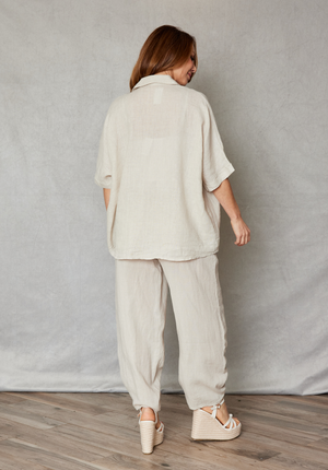 Linen Boyfriend Shirt (4 Colors)