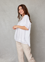 Linen Raw Edge Oversized Top