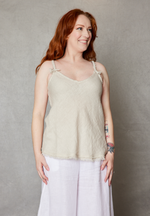 Linen Bias Cut Raw Edge Tank