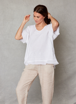 Linen Raw Edge Oversized Top