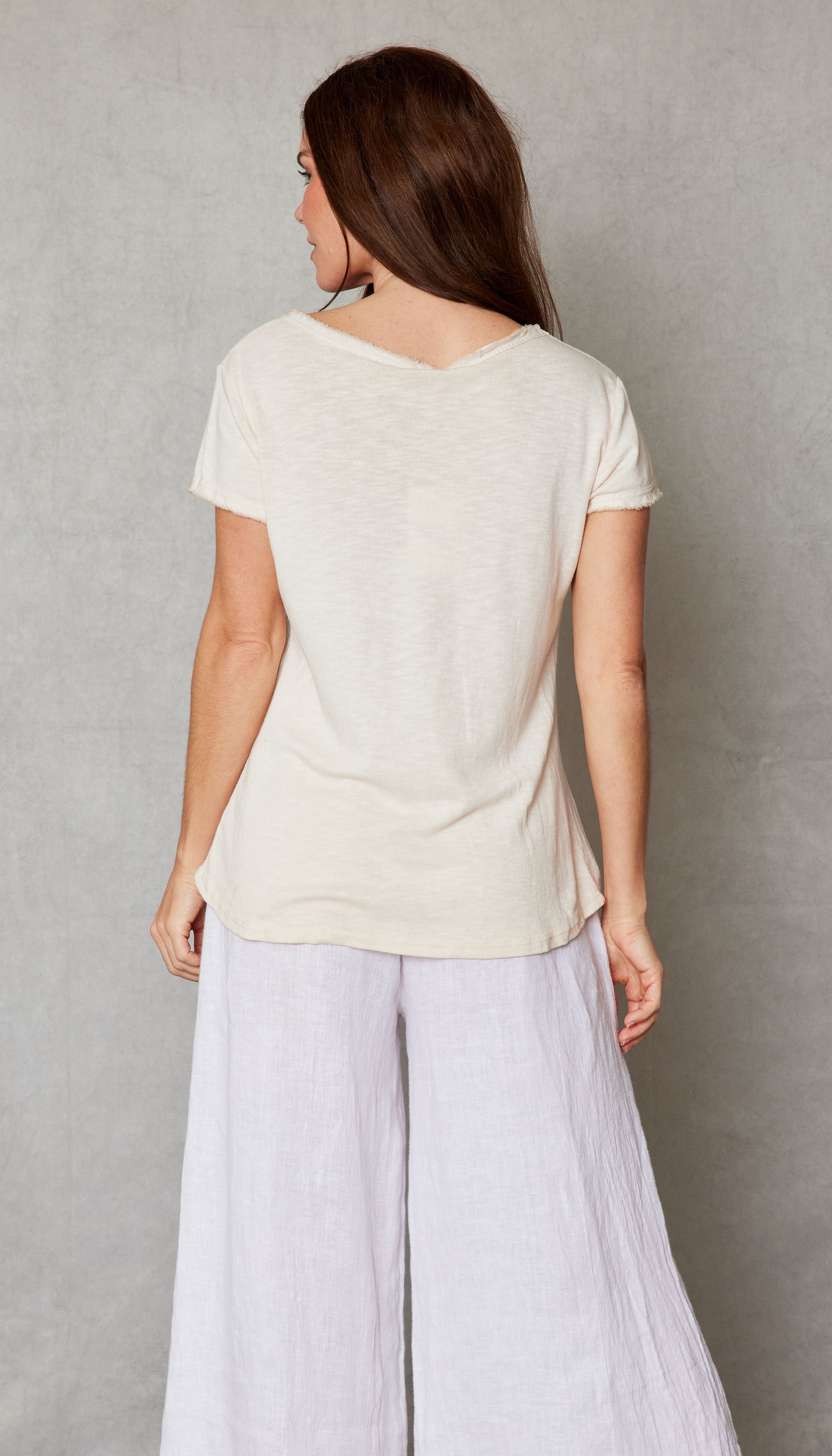 Distressed Ruffle Trim Tee