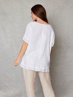 Linen Raw Edge Oversized Top