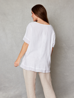 Linen Raw Edge Oversized Top