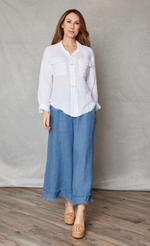 Linen Raw Edge Cropped Pant