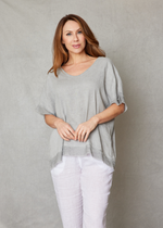 Linen Raw Edge Oversized Top