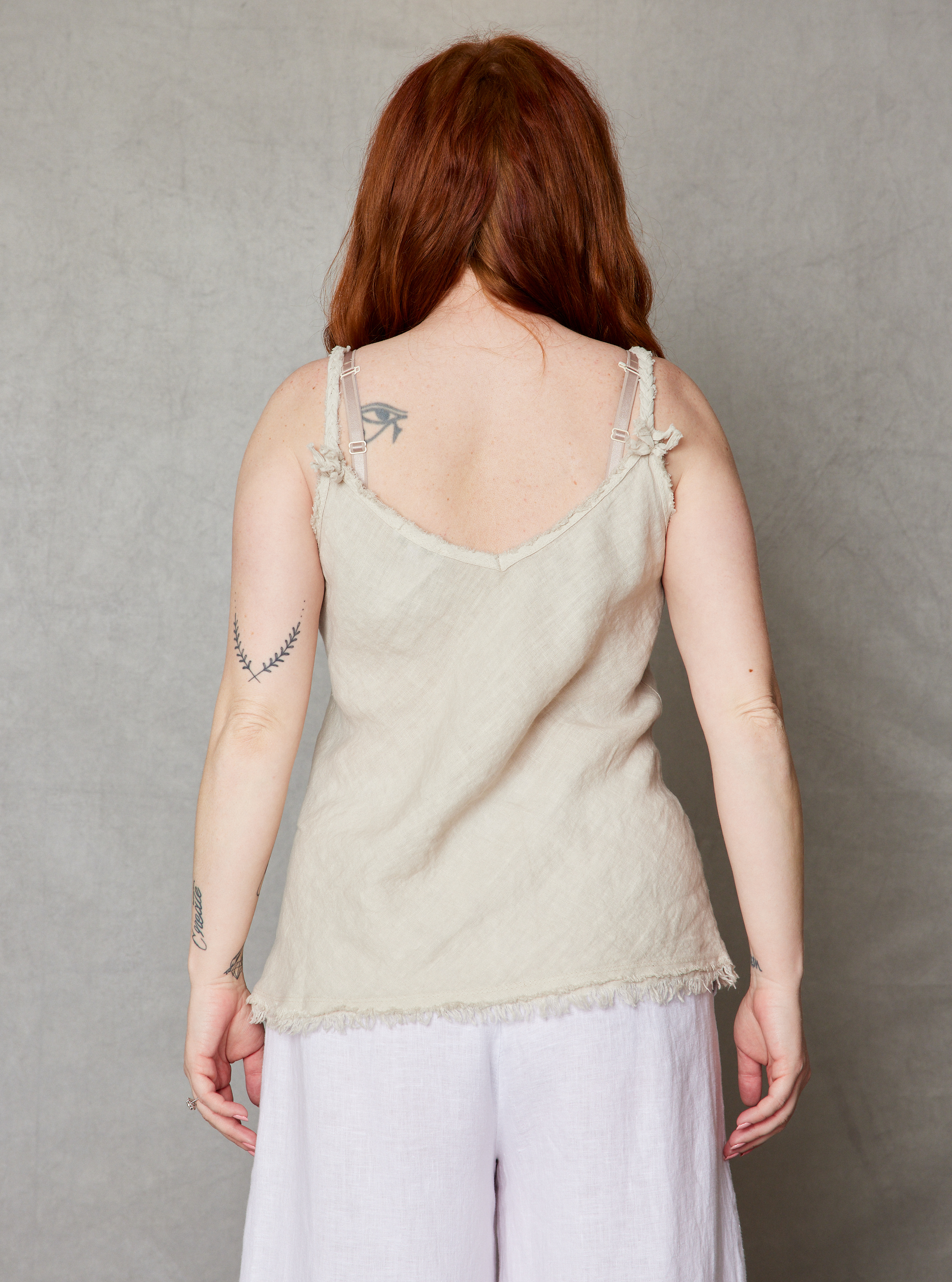 Linen Bias Cut Raw Edge Tank