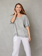 Linen Raw Edge Oversized Top