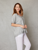 Linen Raw Edge Oversized Top