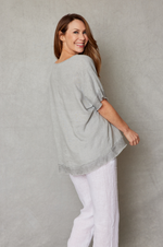 Linen Raw Edge Oversized Top