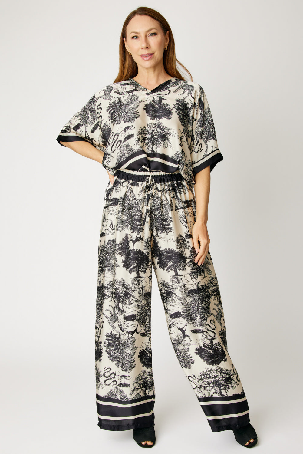 Pajama Style Jungle Pattern Top (2 Colors.Part of Set)