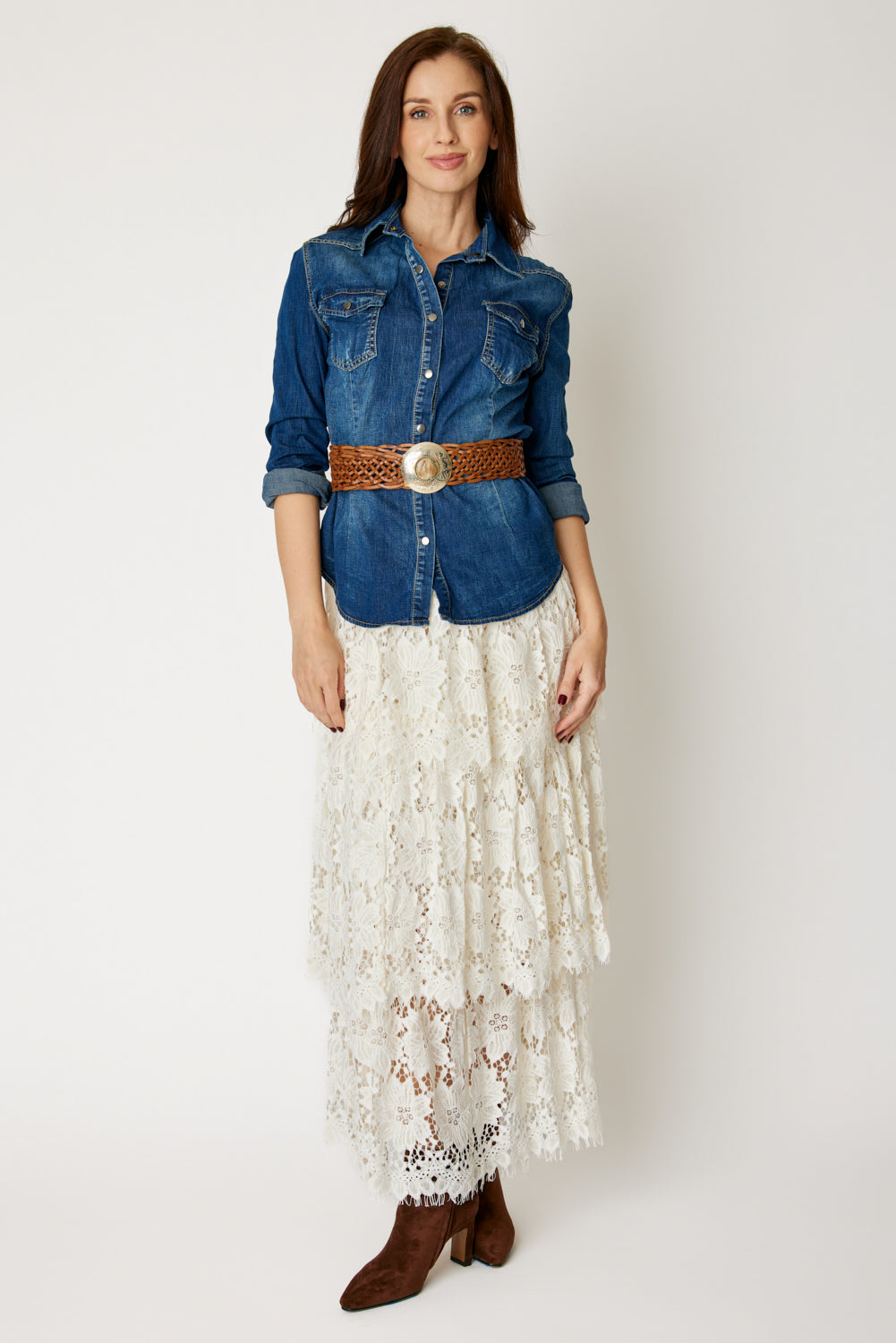 Tiered Lace Skirt (Off White)