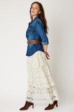 Tiered Lace Skirt (Off White)
