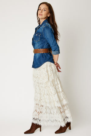 Tiered Lace Skirt (Off White)