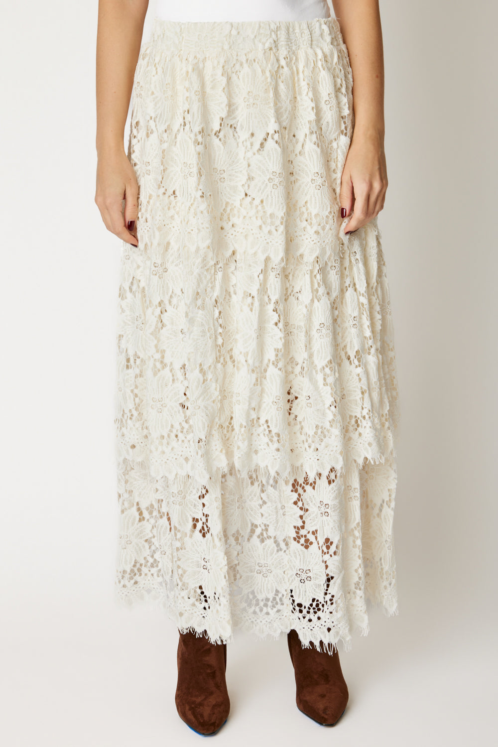 Tiered Lace Skirt (Off White)