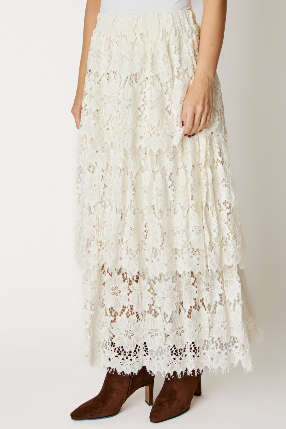 Tiered Lace Skirt (Off White)