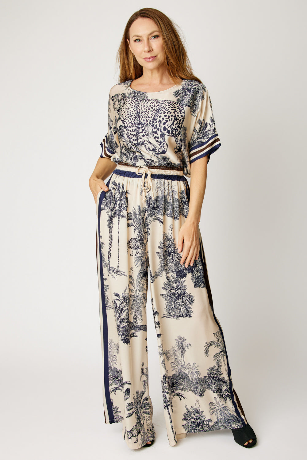 Racer Stripe Jungle Print Pant