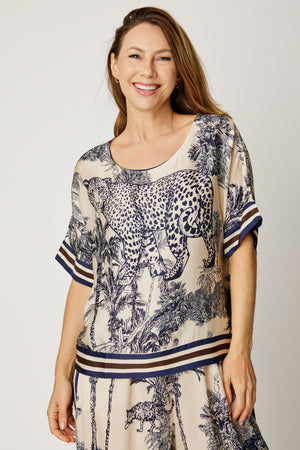 Racer Stripe Jungle Print Top