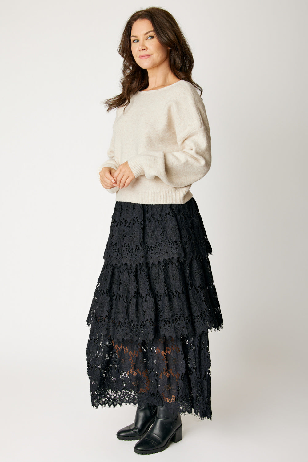 Tiered Lace Skirt Black