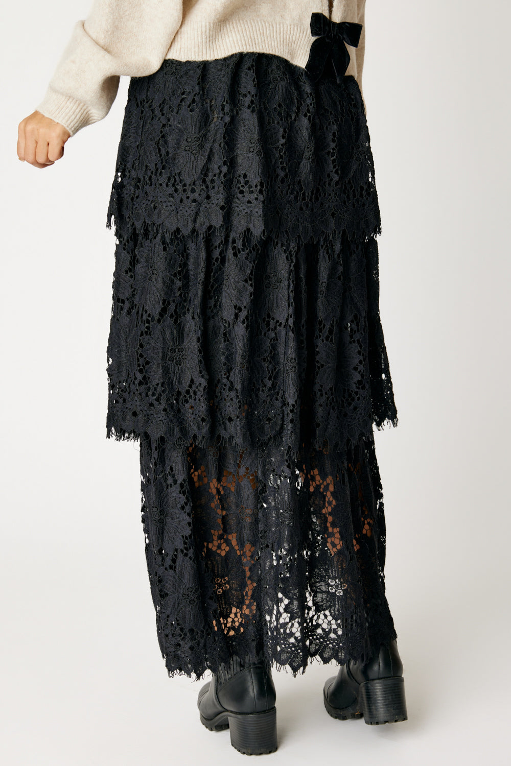 Tiered Lace Skirt Black