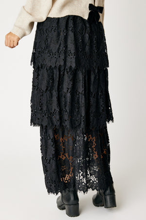 Tiered Lace Skirt Black