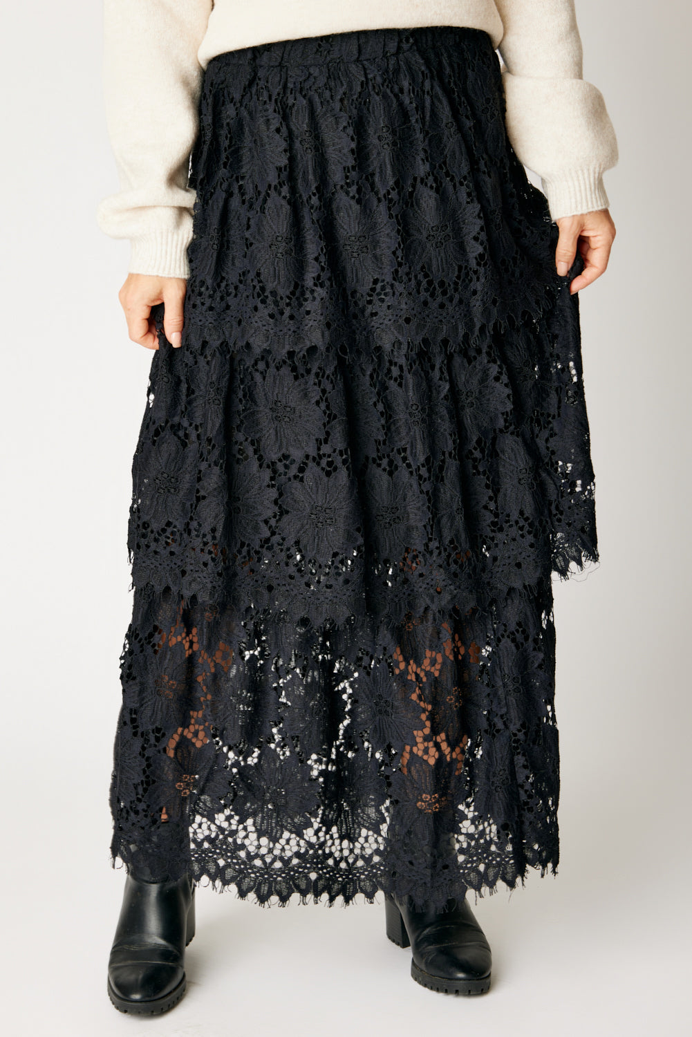 Tiered Lace Skirt Black