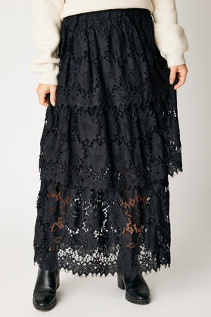 Tiered Lace Skirt Black