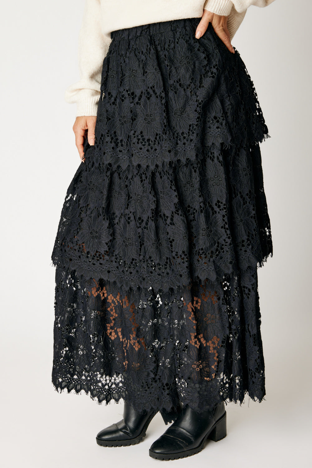 Tiered Lace Skirt Black