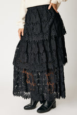 Tiered Lace Skirt Black
