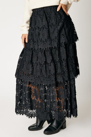 Tiered Lace Skirt Black