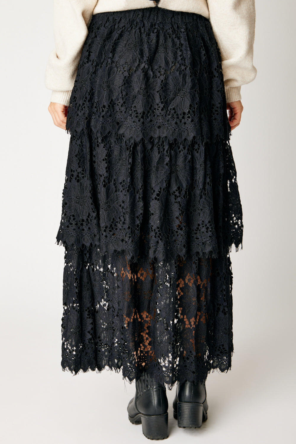 Tiered Lace Skirt Black